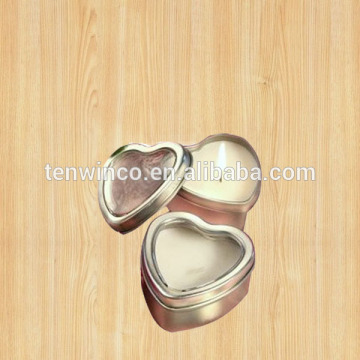 Heart Shaped Candle Tin Box with PVC Window