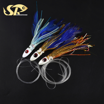 Octopus Jig 11.5cm 19g Tuna Trolling Lure - Lead Head with Squid Feather for Fishing Lures 8817