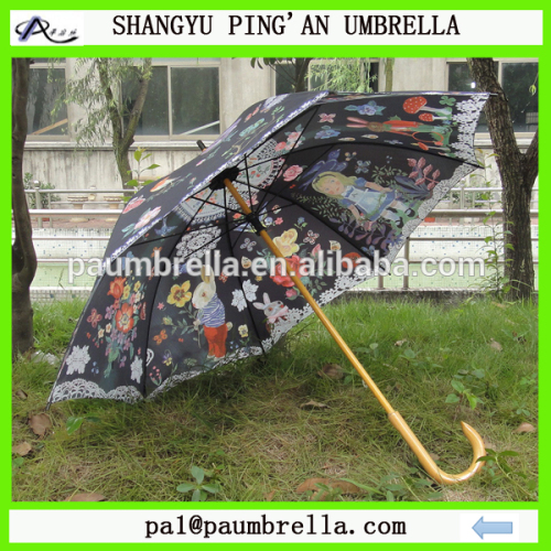 Full color printing wooden japanese rain umbrella