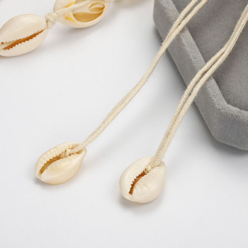 Natural Shell Necklace women's Handmade Beaded Shells Pendant summer beach rope conch statement jewelry adjustable