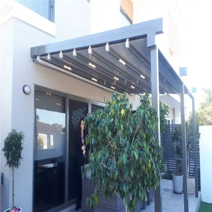Motorized Pergola Awning: Retractable Aluminum Sunshade Awning for Pergolas