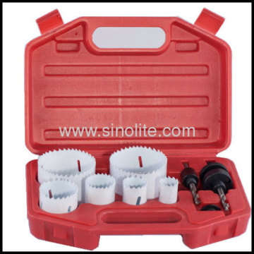 8pcs Bi-metal Electrician's Hole Saw Set Sizes 7/8",1-1/8",1-3/8",1-3/4", 2", 2-1/2"(22-29-35-44-51-64mm) 2 Mandrels 