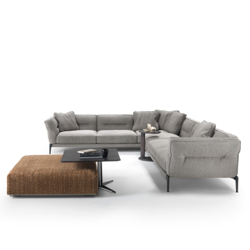 Luxury italiano en forma de L en forma de L en camarilla de terciopelo y cuero de cuero PU