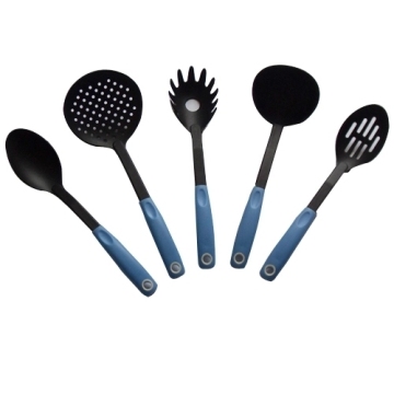 Set 5pcs nilon dapur hitam dengan pemegang biru