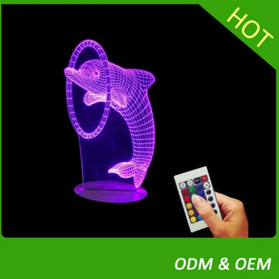 Dolphin 3D LED Optical Illusion Desk Table Night Light USB Color Changing Lamp