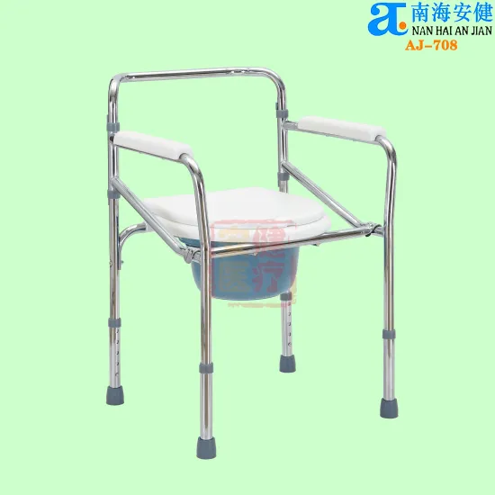 AJ-708 3-in-1 Comfortable WC Shower Commode Chair with Wheels