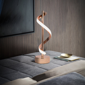 Hot Sale Spiral Bedside LED Table Lamp - Rose Gold Aluminum Bedroom Decoration