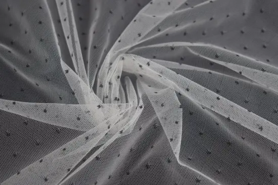 100% Nylon Dots Pattern Mesh Dress Fabric
