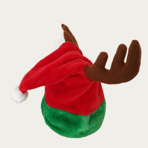 Ornamen natal yang menyenangkan topi santa merah dengan tanduk