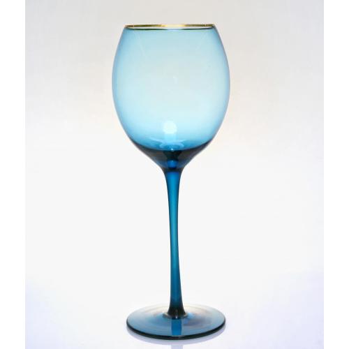 Stemless Wine Glasses blue wine glass set with gold rim Manufactory