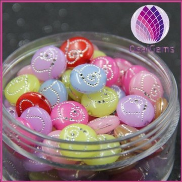 hot sale Bulk acrylic14mm beads with rhinestone for kid diy jewerly