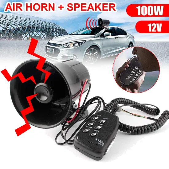 Car Alarm Horn Siren 12V 100W Speaker Super Loud Warning Horn Car Train Truck Motorbike Electronic Claxon Horns Sound Amplifier