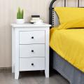 Nightstand, Side Table with 3 Drawers, Bedroom Side Storage Cabinet Wooden End Table Accent Table Solid Wood Legs