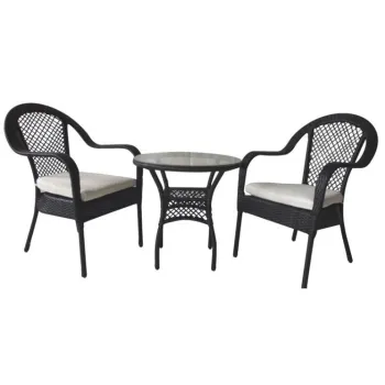 Patio 3 Piece Bistro Cafe Table Set with Cushions