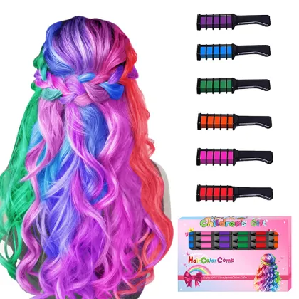 Washable Hair Chalk Comb for Kids with Light Hair Color