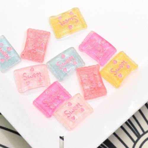 Kawaii Glitter Candy Σε σχήμα ζάχαρης Επίπεδες πίσω χάντρες Γοητείες Χειροποίητα είδη χειροτεχνίας Ντεκόρ Cabochon Phone Shell Decor