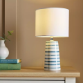 Unique White Ceramic Lamp With Artisan Stripes