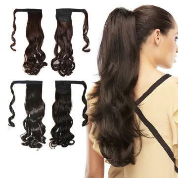 Wavy Wrap Around Clip In Ponytail Hair Extension Heat Resistant Synthetic Natural Wave Pony Tail Pure Color