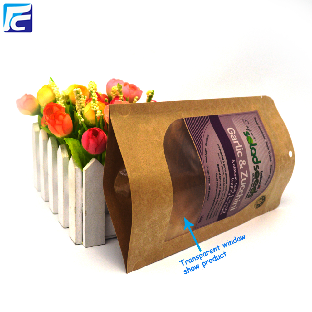 Kraft Paper Bag With Window Snack Food Packaging