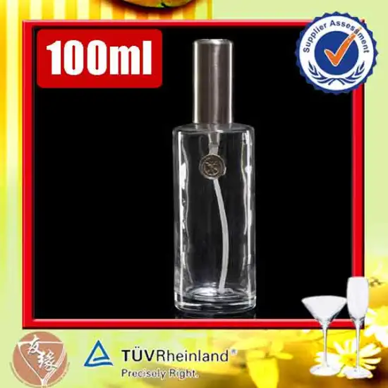 100ml small custom made high flint glass cylinder empty fire polish perfume bottle