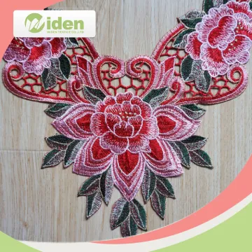 Latest african fashion designs 3d flower lace embroidered collar lace