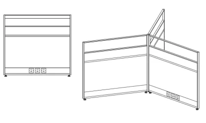 Modern 3-Person Triangle Office Cubicle Workstation Desk