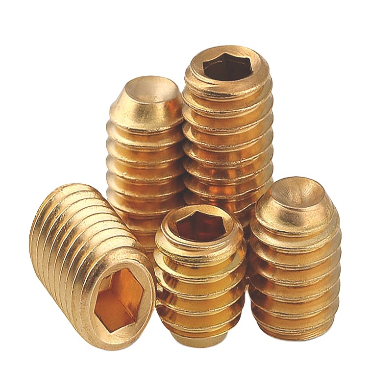 Wholesale DIN916 Stainless Steel and Brass Hex Socket Set Screw 5/8-27 ~ 1/4 3/8 M3 M4 M8 Galvanized Slotted Flat Point Grub