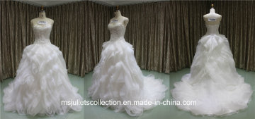 Empire Strapless Lace Beading Organza Wedding Dress (MJC1411-18)