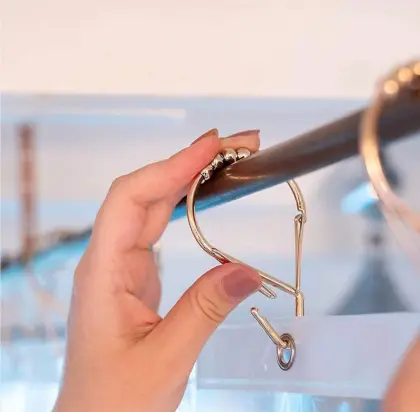 Easy Install Double Spring Hook Shower Curtain Hooks with Roller Ball - OEM ODM Available