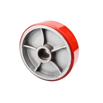 PU Red Polyurethane Fork Industrial Caster with Nylon Manual Hydraulic Forklift Truck featuring Iron Core for Durability and Mute Wheel
