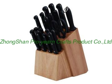 Wooden knife block with 19pcs knife set