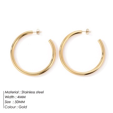 Gold Plated C-Shaped Stainless Steel Earrings - Fashion Accessories