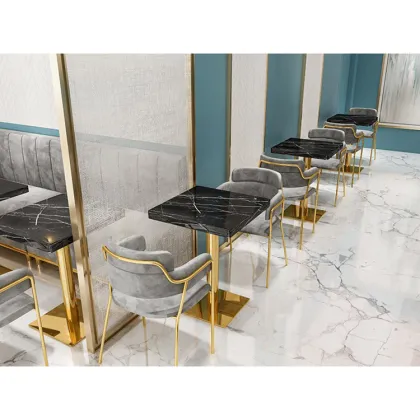 Golden Leg Velvet Restaurant Seating Sets