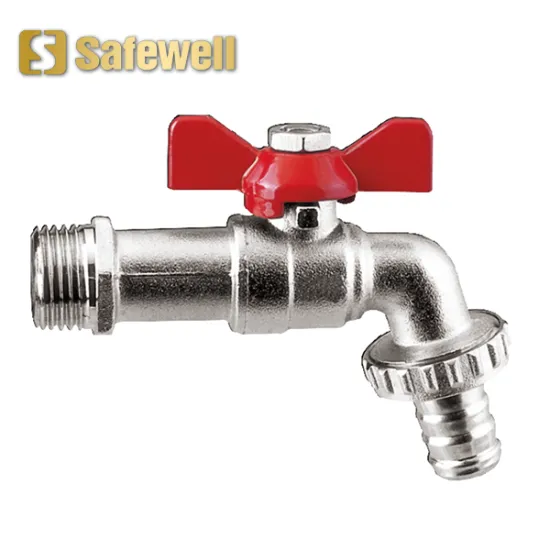 Nickel Plated Brass Ball bibcock, hose-end with T Handle