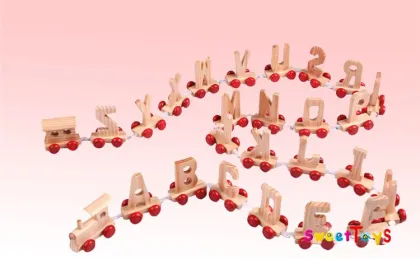 Diy toy alphabet train wooden train toy train set,Educational combinations train toy,Wood vehicle train
