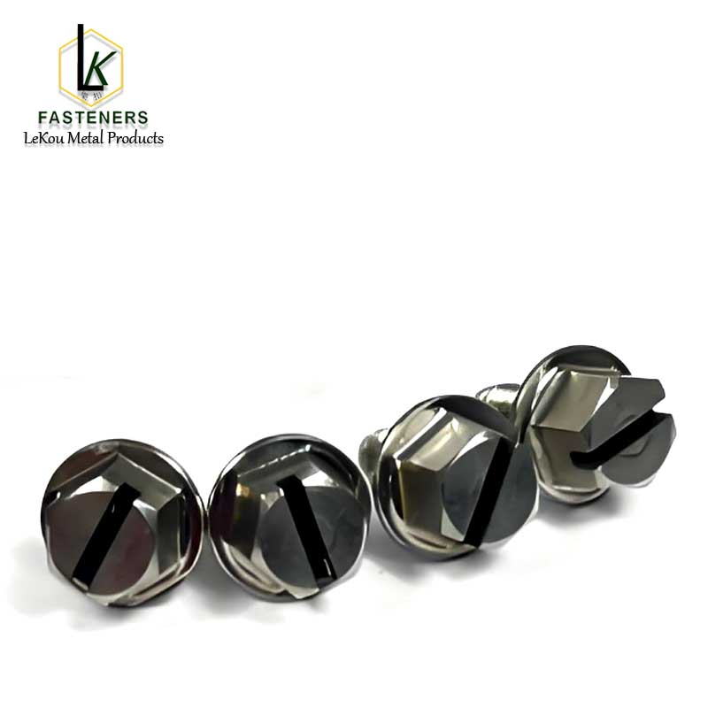 Flanged Hex Head Machine Screws with Slotted Drive-Stainless Steel