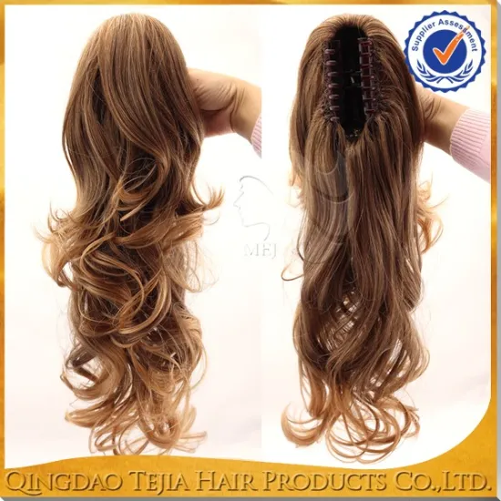 Factory wholesale cheap futura synthetic heat resistant fiber black women clip ponytails