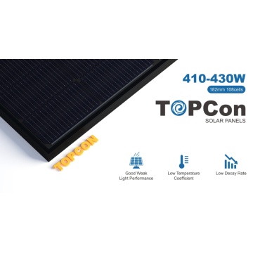 Cały czarny panel słoneczny Topcon 430W szklany panel