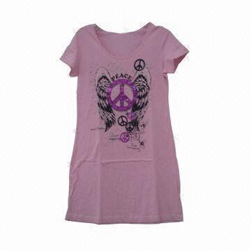 Women's Sleep Shirt, Made of 100% Cotton Jersey, with Big Placed Print, Foil Print and Fashion Style