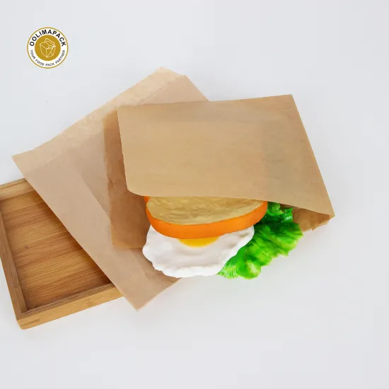 Customized Logo Printed Glassine Wax Paper Bags for Sandwich Packaging