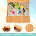 Kids Large Wooden Sandbox with Bench Seats