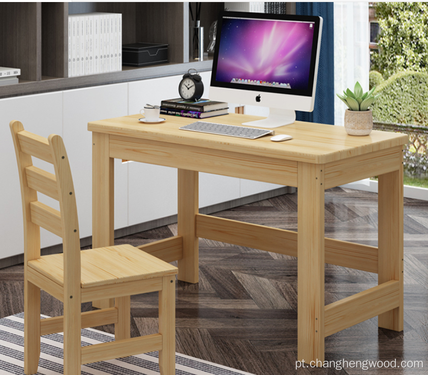 Mesa de computador de pinheiro de madeira maciça simples e barata