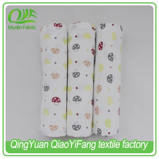 100% organic cotton custom print baby muslin swaddle blanket