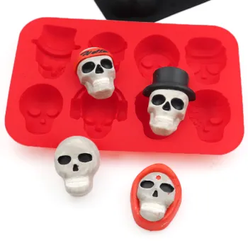 6001 Factory Free Sample: 8 Hole Soap, Candy, and Ice Cube Mold in Skull Shape - Silicone Resin and Chocolate Molds