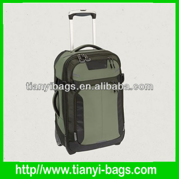 Olive wheeled carry-on travel luggage bag