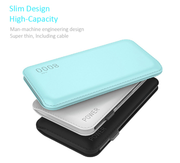 Wholesale slim mobile phone charger power bank 8000mAh