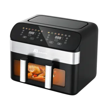 Anbolife 10L Dual Basket Electric Air Fryer with 5+5L Capacity and Individual Heating Function