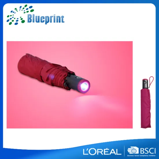 Promotional foldable automatic led umbrella with light