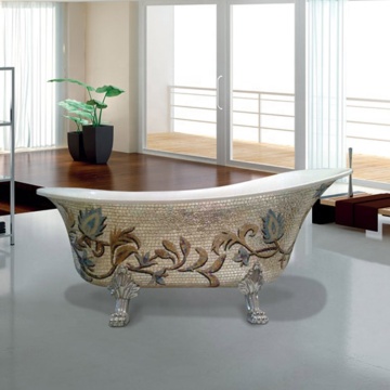 Modern Freestanding Oval Acrylic White Bath Tub with Glass and Fiberglass