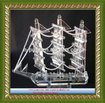 Wholesale custom made crystal Model,crystal sailing ship